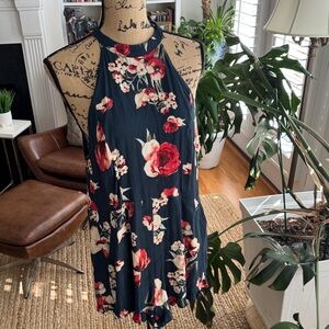 Forever 21 Floral Romper - Navy and Red